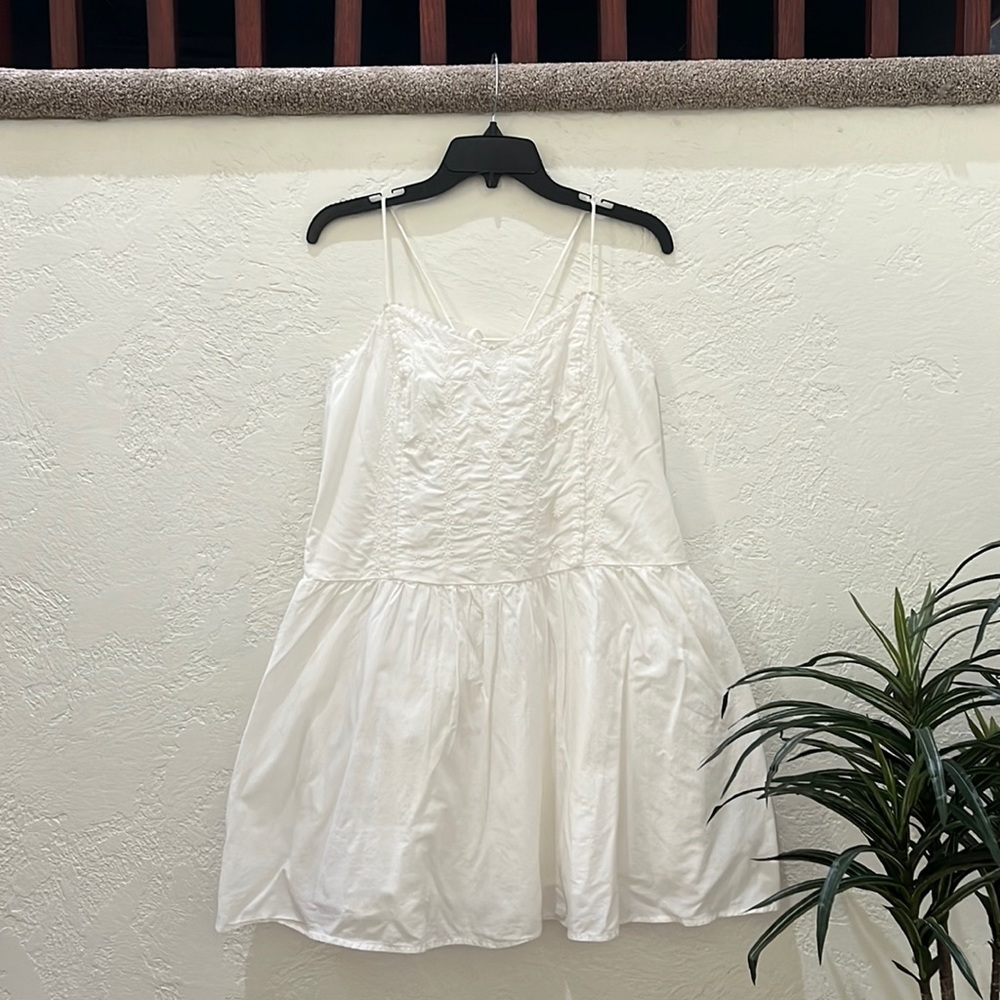 GAP Lace Up Mini Dress Women’s Size M White EUC